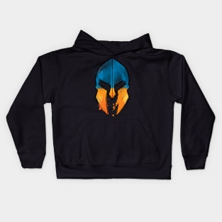 spartan helmet with the ukranian flag Kids Hoodie